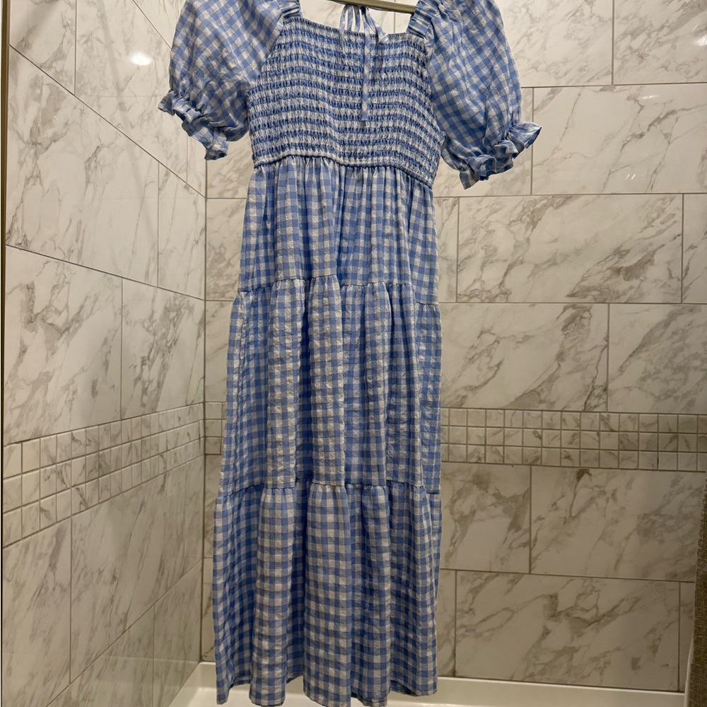Collection B Blue Checkered Midi Dress